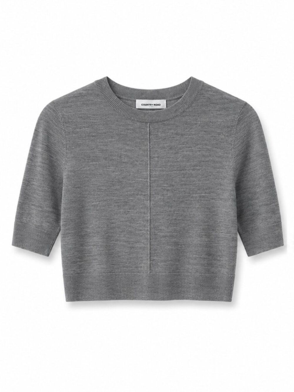 NWT: Saintart Norah Short Sleeve Crop Sweater Heather Grey